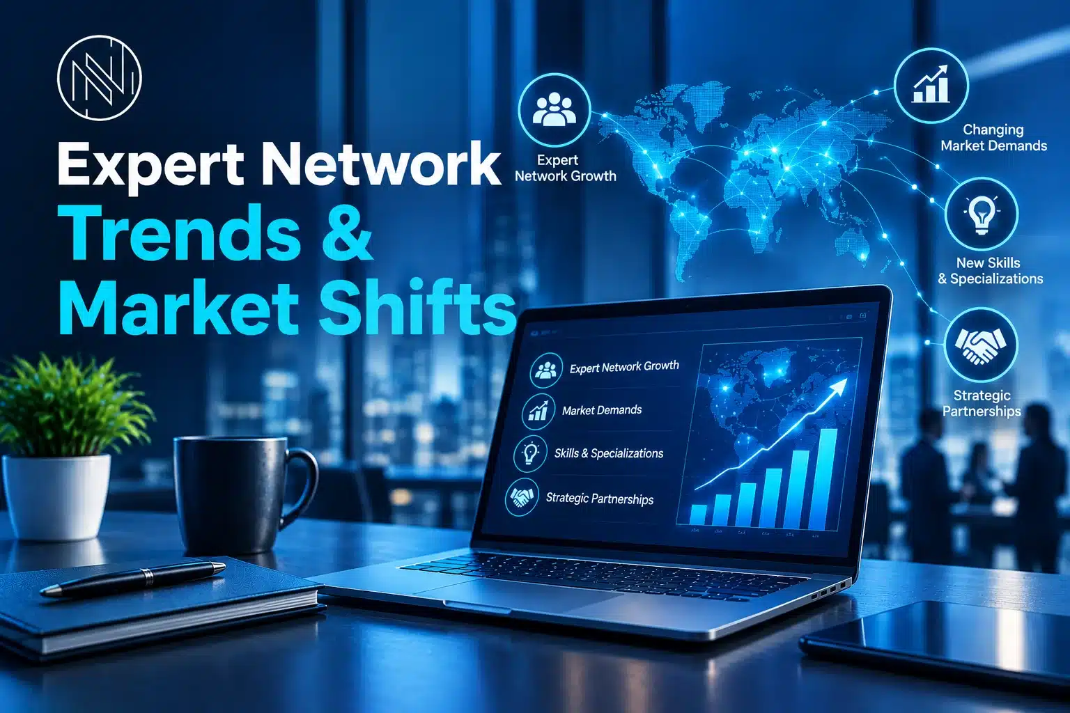 Expert network trends and market shifts showing global expert networks, changing market demands, new skills, and strategic partnerships