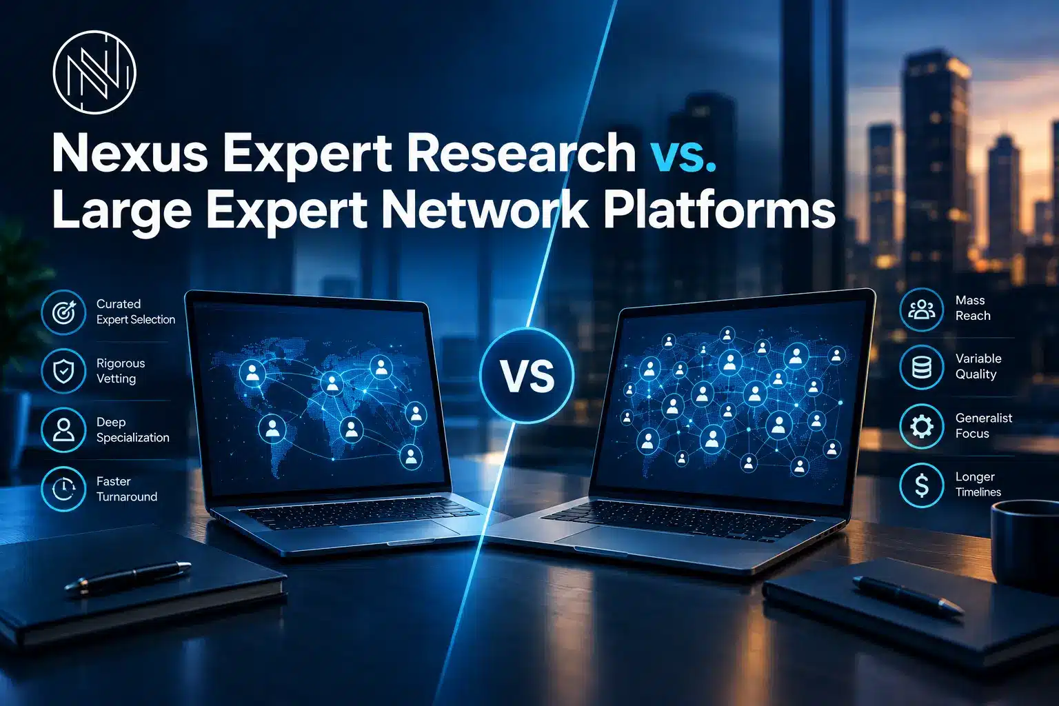 Nexus Expert Research vs large expert network platforms: a curated, vetted shortlist compared with a dense mass-reach database