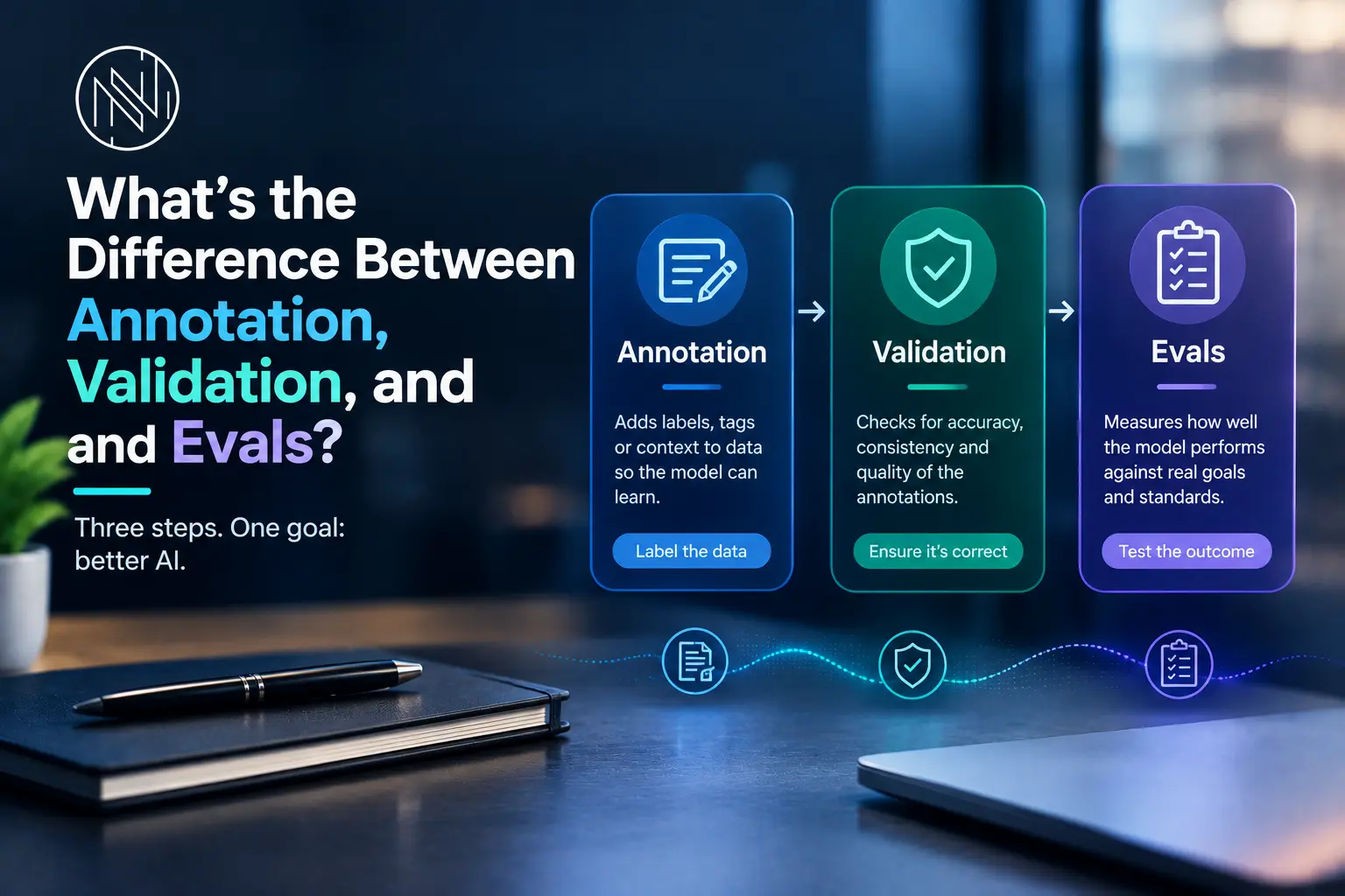 what is difference between annotation, validation and evals